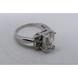 A 9ct white gold stone set ring, size N, approximately 4.9 grams.