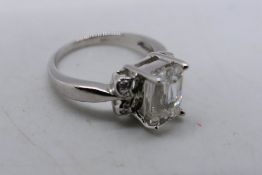 A 9ct white gold stone set ring, size N, approximately 4.9 grams.
