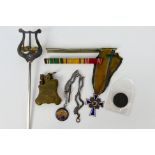 Lot to include a Cross of Honour of the German Mother, silver and enamel fob / medal,