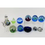 Paperweights, scent bottle and similar to include Caithness.