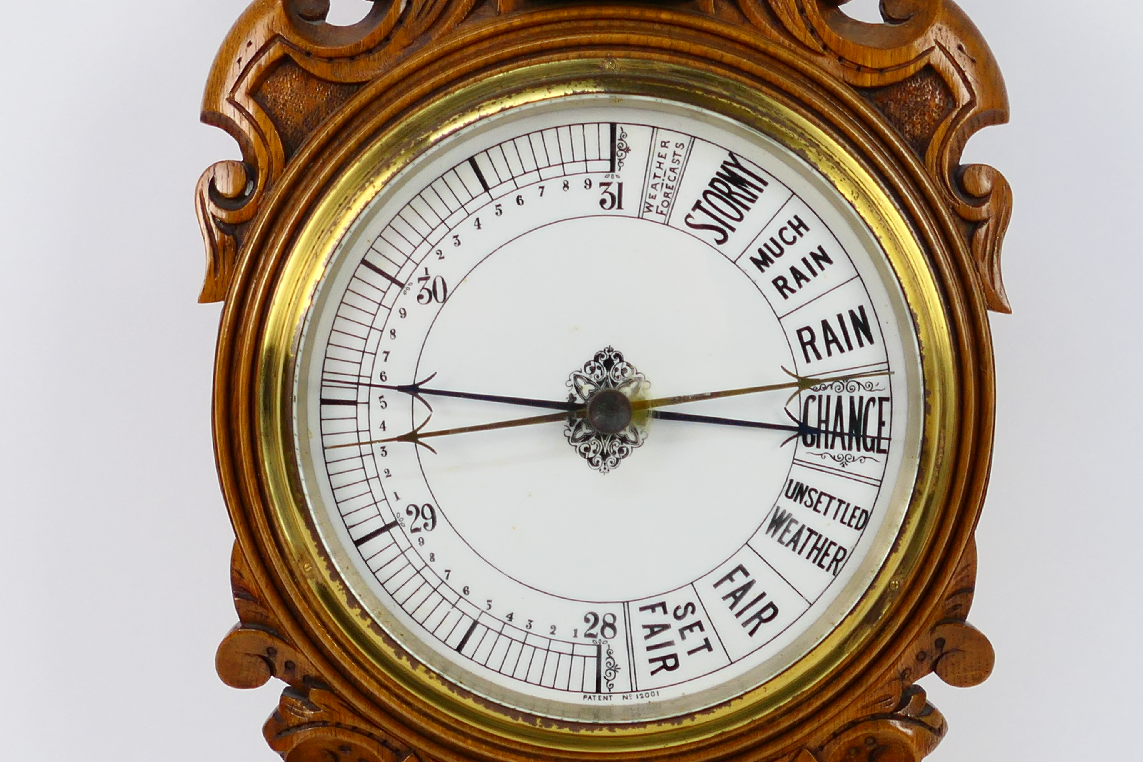 An oak cased banjo barometer / thermometer, 88 cm (h). - Image 2 of 3