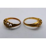 Scrap Gold - Two 18ct yellow gold, formerly stone set rings, 4.