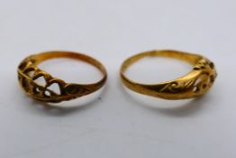 Scrap Gold - Two 18ct yellow gold, formerly stone set rings, 4.