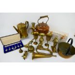 Metal ware comprising plated, brass and copper to include candelabra,