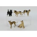 A group of vintage cast metal, Austrian style, cold painted models of dogs,