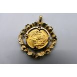 Sovereign - A Victorian sovereign (full), 1898 set in 9ct yellow gold pendant mount,