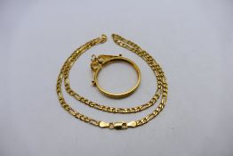 A 9ct yellow gold necklace, 46 cm (l) and a 9ct yellow gold photograph pendant mount,