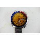 Seiko A 6139-6002 Pogue Pepsi gentleman's stainless steel automatic chronograph wristwatch,