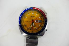 Seiko A 6139-6002 Pogue Pepsi gentleman's stainless steel automatic chronograph wristwatch,