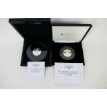 Silver Coins - Two Sir Winston Churchill commemorative £5 coins comprising a silver proof piedfort