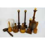 Masonic Interest - Lot to include a pair of columns, mallets, carved stone blocks and other.