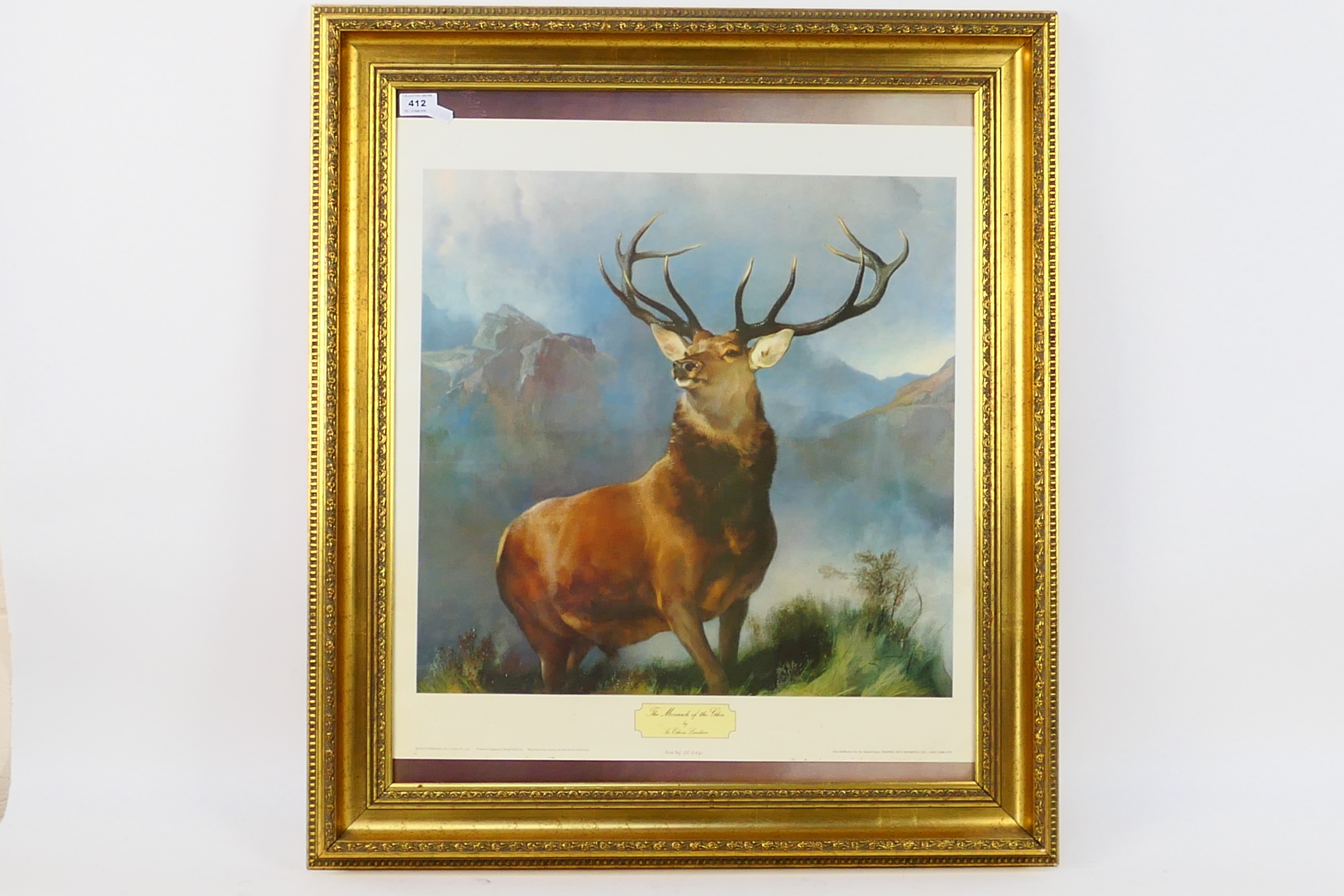 A gilt framed print after Sir Edwin Landseer, The Monarch Of The Glen,