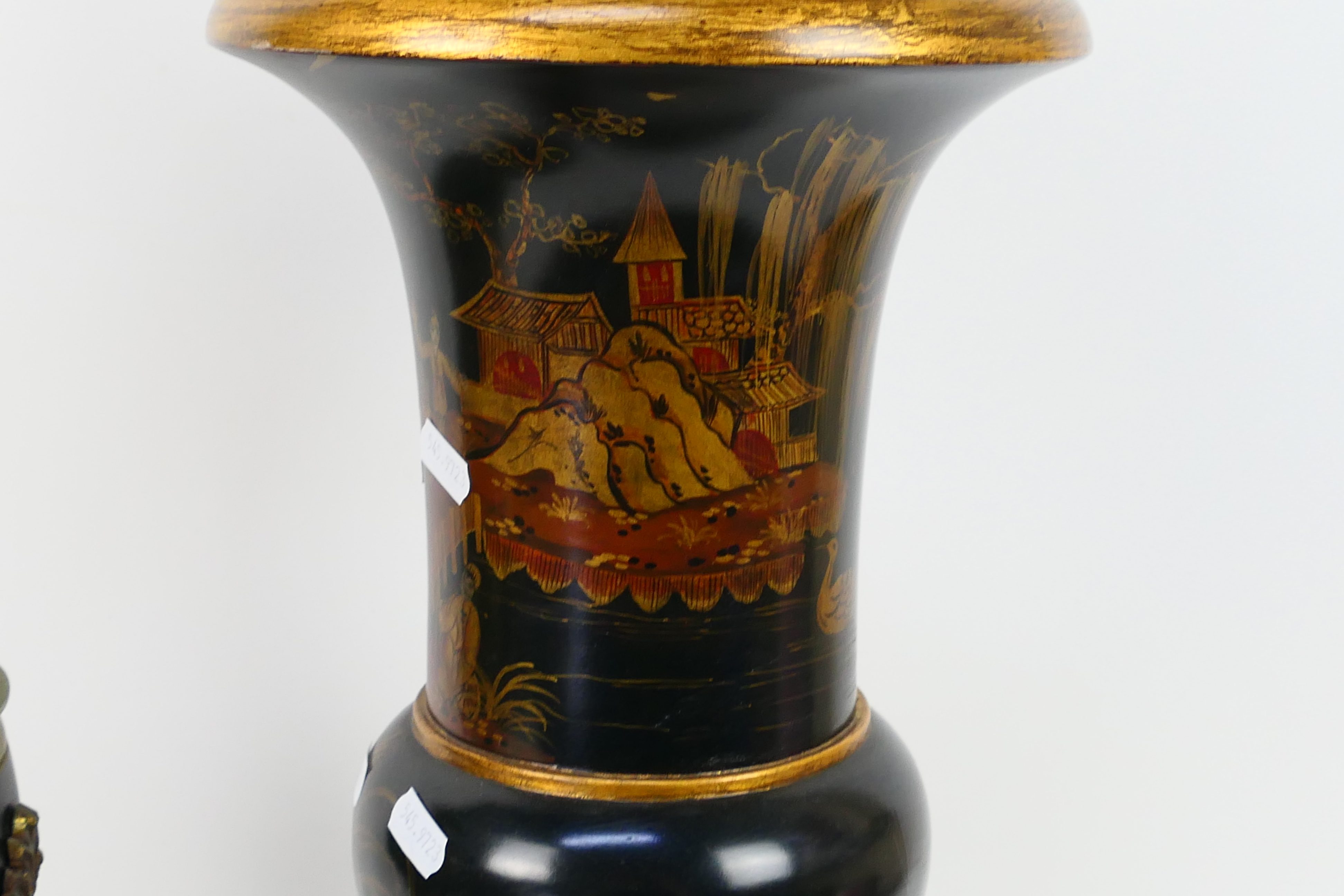 Two table lamps, one with Oriental style decoration, largest approximately 96 cm (h). - Image 6 of 7