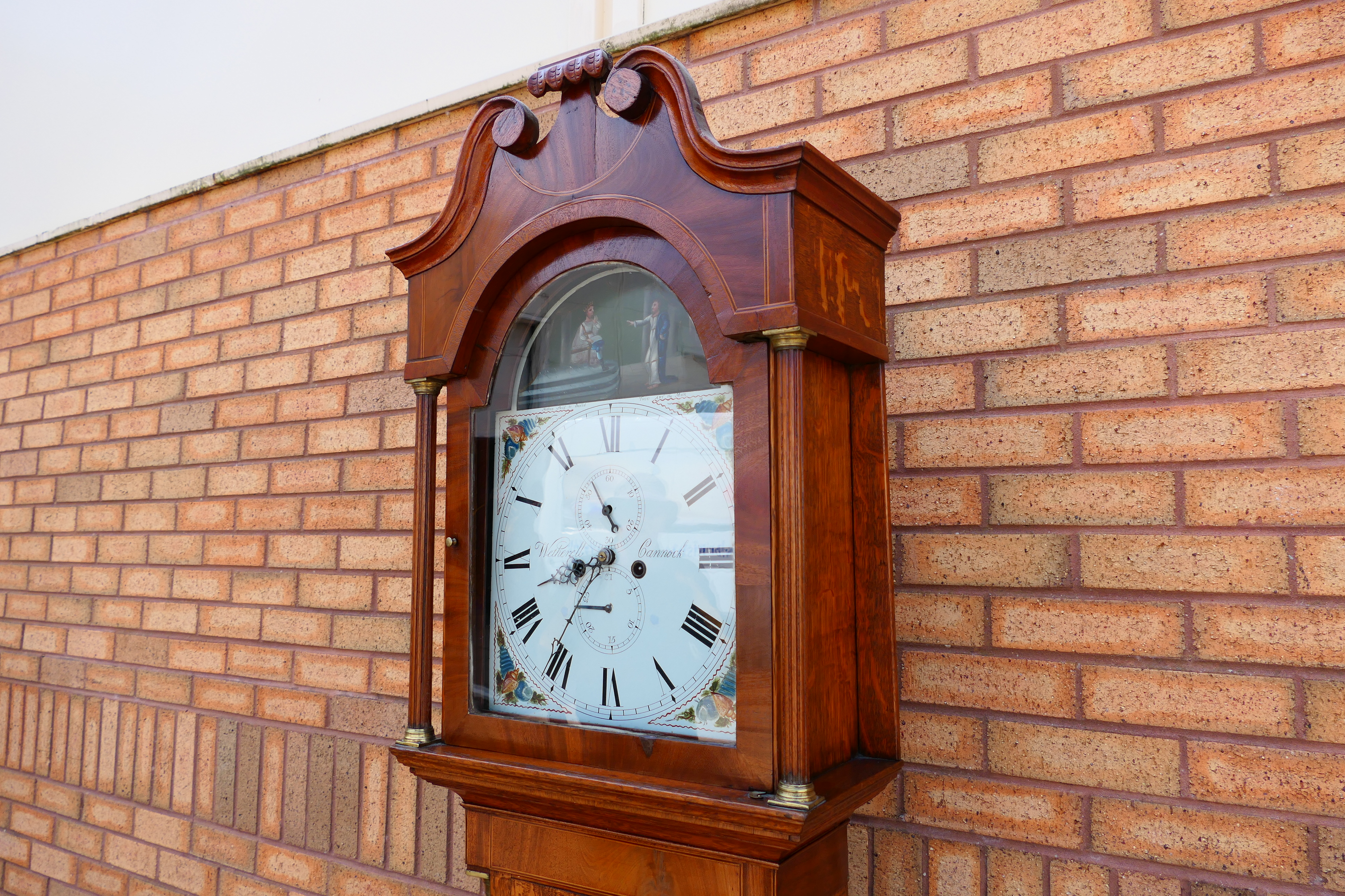 An early 19th century 8-day longcase clock, oak and crossbanded mahogany case with ¾ length door, - Image 7 of 9