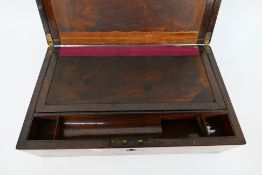 A late 19th or early 20th century lap desk, approximately 15 cm x 41 cm x 25 cm.