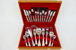 A canteen of George Butler plated cutlery for six settings, with two additional, unrelated pieces.