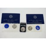 US Silver Coins - Lot to include a 1889 Morgan silver dollar and two 1973 Eisenhower dollars,