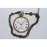 A gentleman's hallmarked 9 carat gold cased pocket watch, Birmingham assay 1946,