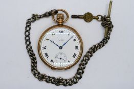 A gentleman's hallmarked 9 carat gold cased pocket watch, Birmingham assay 1946,