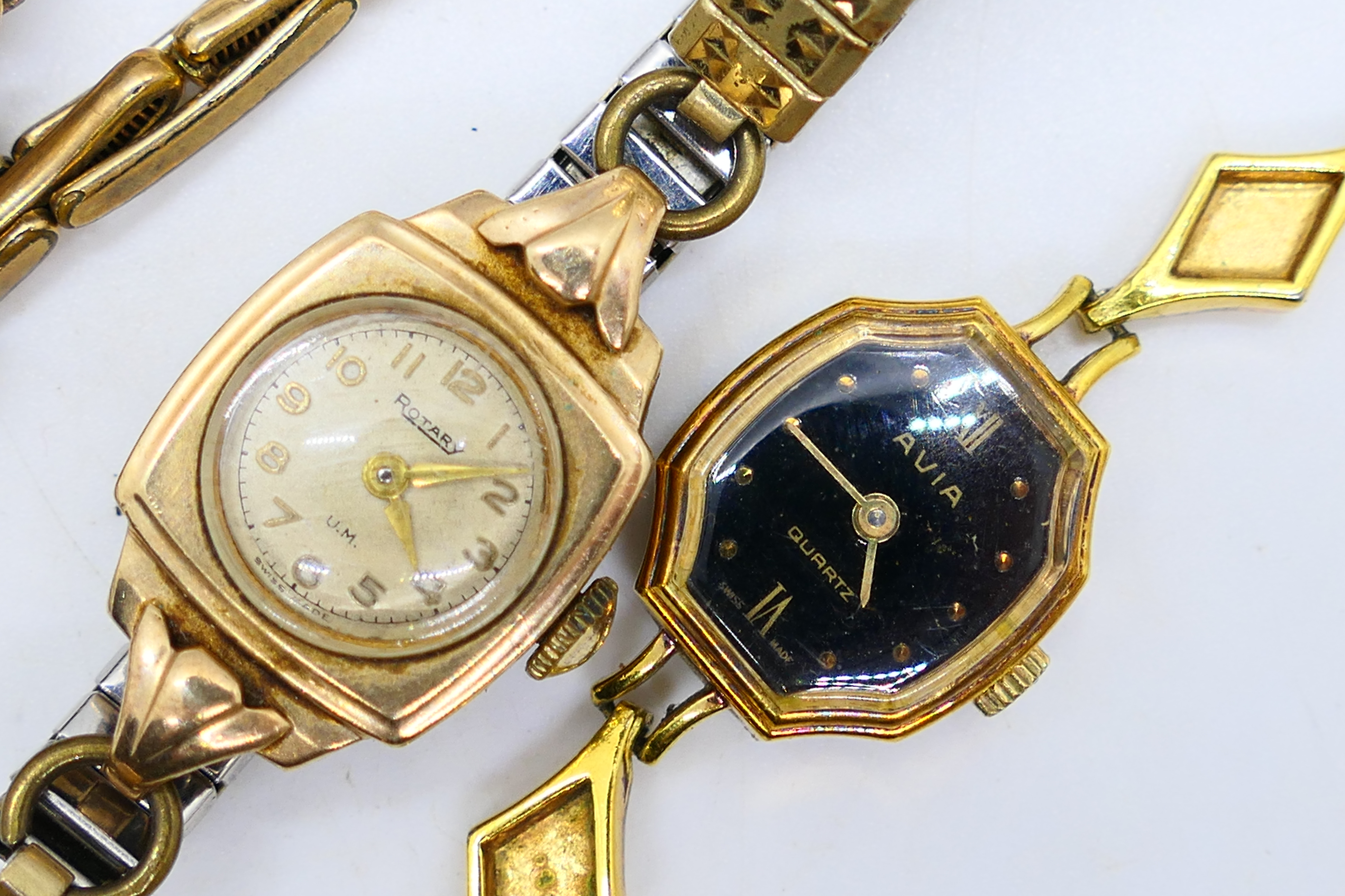 Four lady's wristwatches comprising a yellow metal example with expanding bracelet, - Image 3 of 4