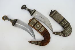 Two steel blade North African or Middle Eastern jambiya,
