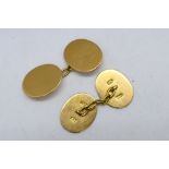 A pair of 18ct yellow gold cufflinks, approximately 8.2 grams.