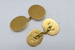 A pair of 18ct yellow gold cufflinks, approximately 8.2 grams.