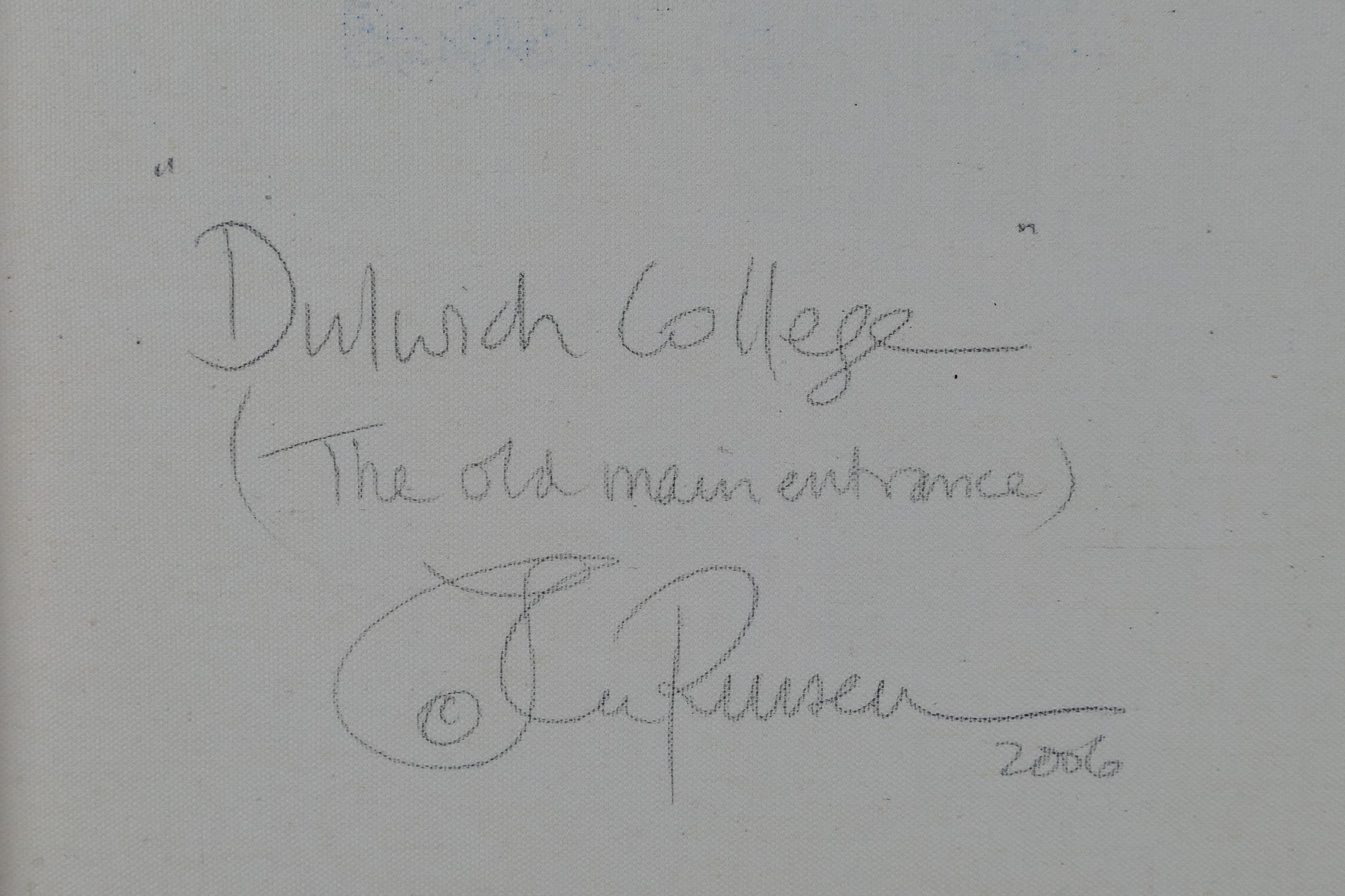 A framed oil on canvas depicting Dulwich College, signed lower right by the artist Jack Russell, - Image 3 of 4