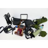 Photography - Lot to include a Zeiss Ikon Nettar camera, binoculars, spotting scope and other.