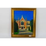 A framed oil on canvas depicting Dulwich College, signed lower right by the artist Jack Russell,