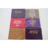 Six Royal Mint Coinage Of Great Britain & Northern Ireland coin sets comprising 1970 (x2), 1973,