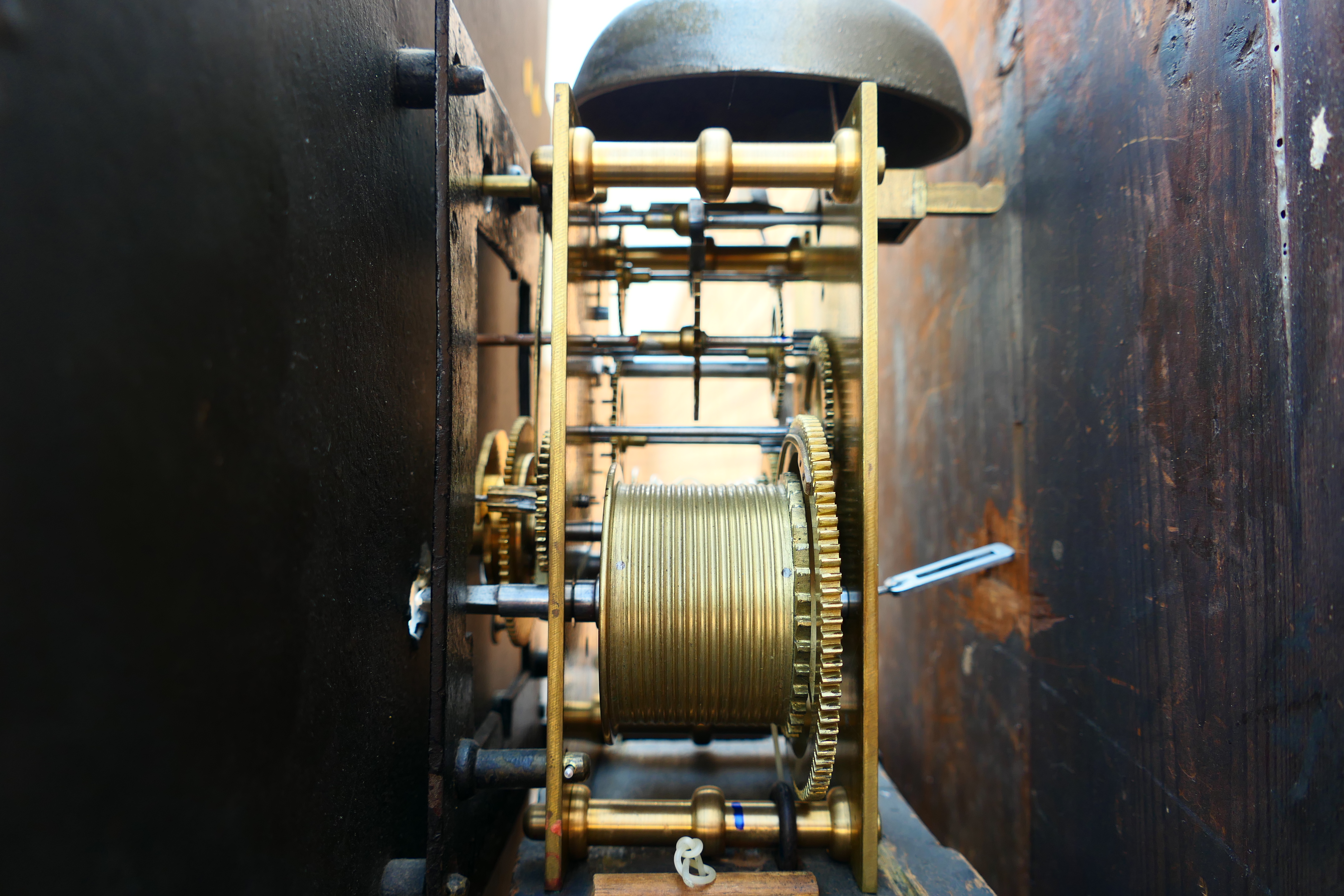 An early 19th century 8-day longcase clock, oak and crossbanded mahogany case with ¾ length door, - Image 8 of 9