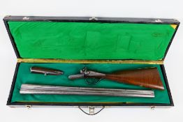 A Winters of London double barrel ejector twin trigger side by side exposed hammer 12 gauge shotgun