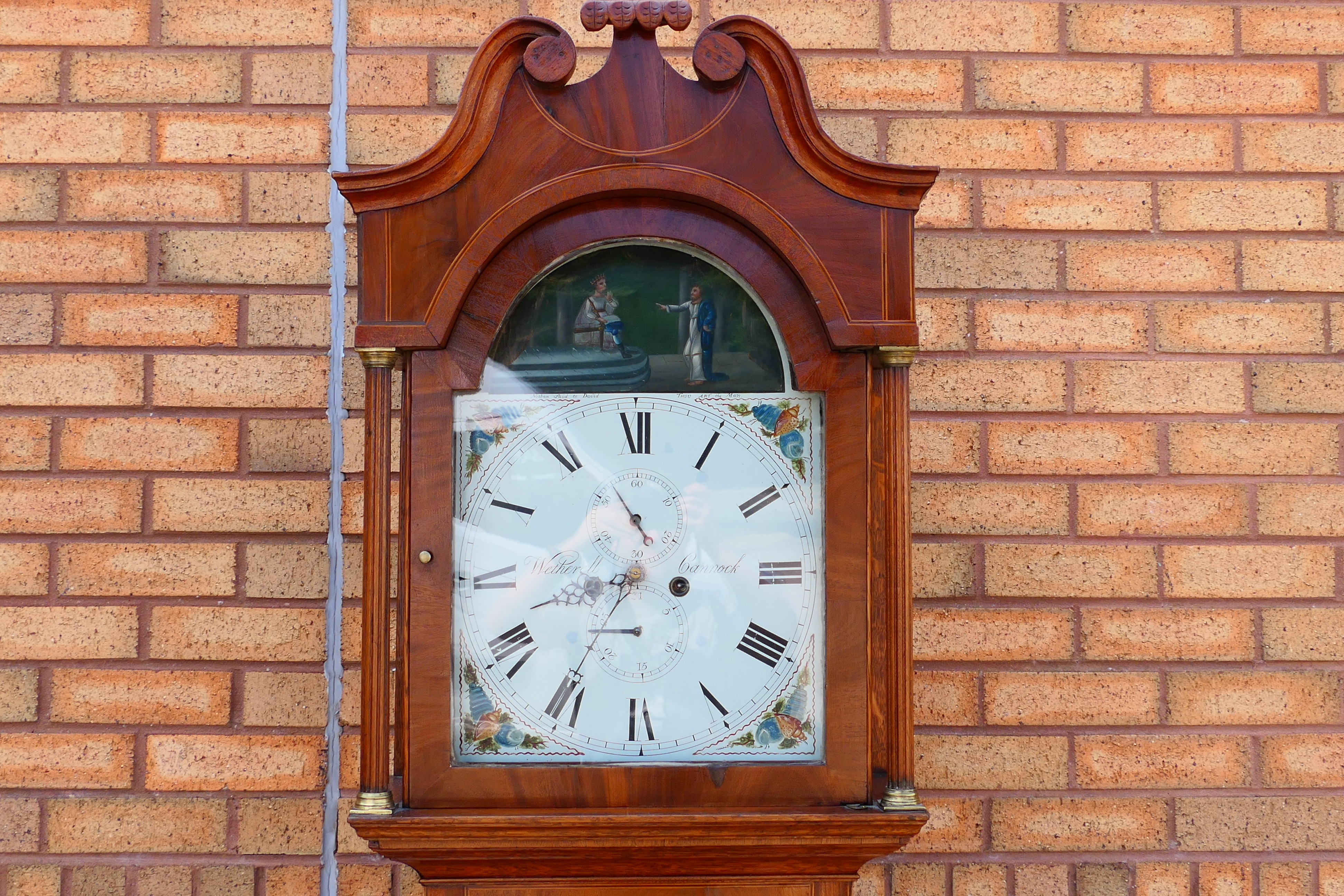 An early 19th century 8-day longcase clock, oak and crossbanded mahogany case with ¾ length door, - Image 2 of 9