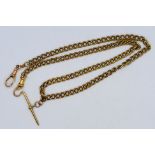 A 9ct gold chain and T-bar, 53 cm (l), approximately 36.8 grams / 1.2 ozt.