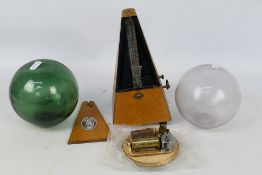 Lot to include two vintage glass fishing floats,