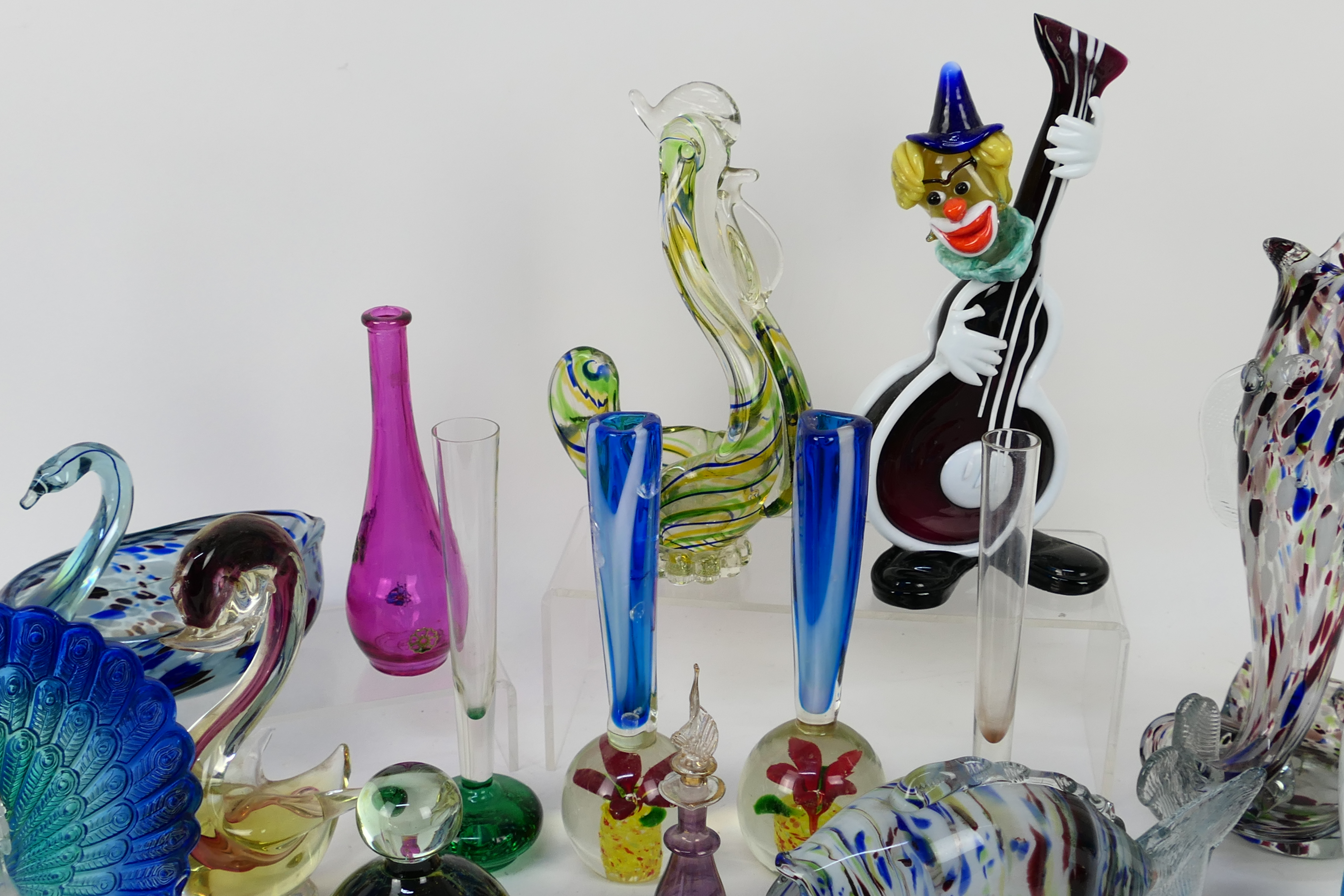 A collection of glass fish, clown, paperweights to include Mdina, - Image 2 of 5