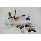 Glassware to include glass ships in bottles, Murano style glass, Caithness vase and other,