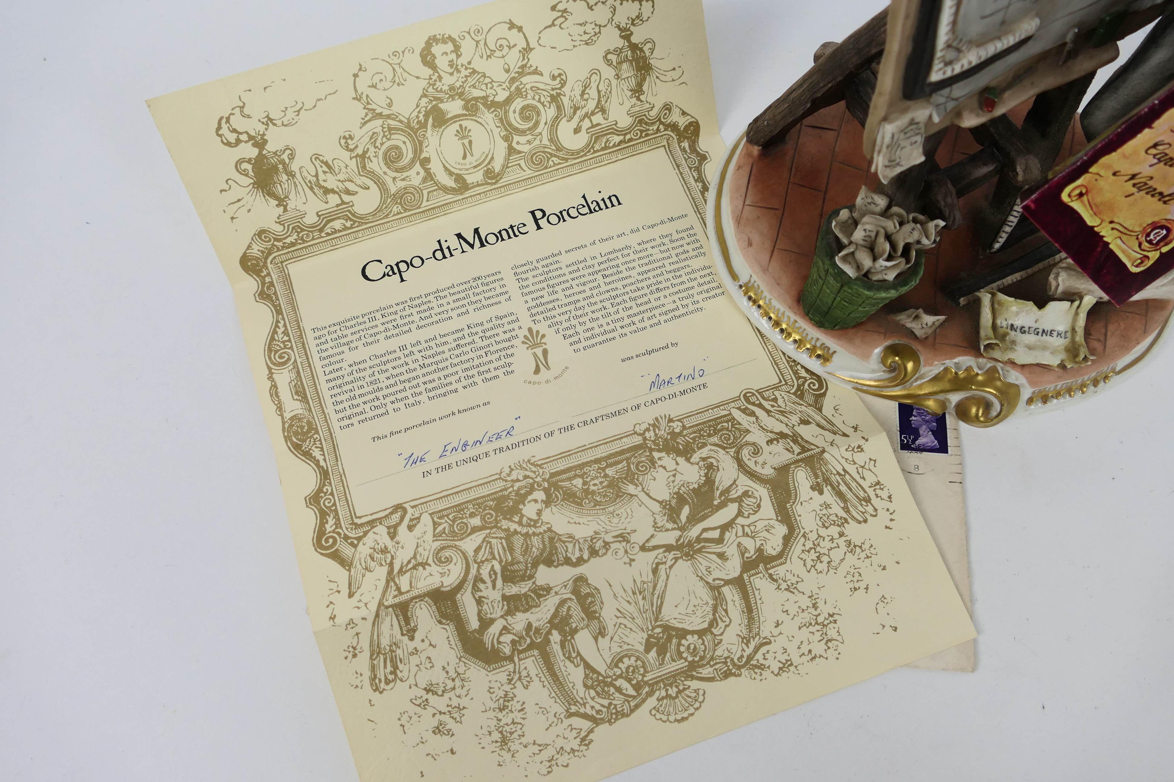 A Capodimonte figure entitled The Engineer, signed to the base Martino, with certificate, - Image 5 of 6