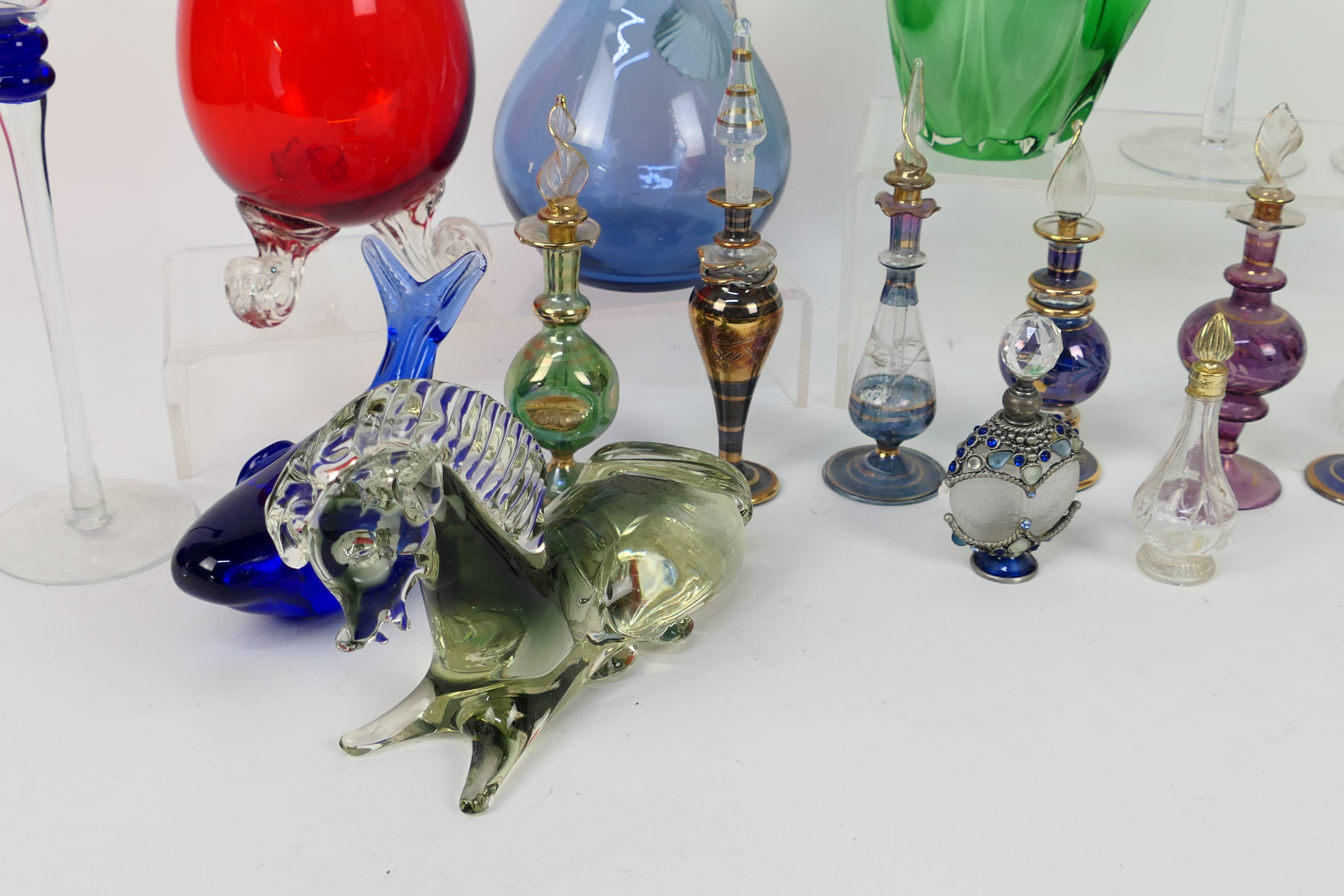 A collection of various glassware to include Egyptian perfume bottles, paperweights, - Image 3 of 5