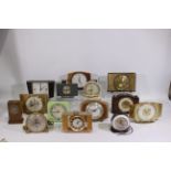 A collection of vintage desk / mantel clocks to include Bentima, Smiths, Westclox,