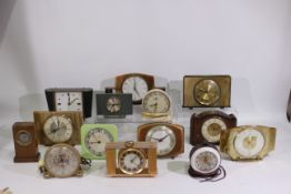 A collection of vintage desk / mantel clocks to include Bentima, Smiths, Westclox,