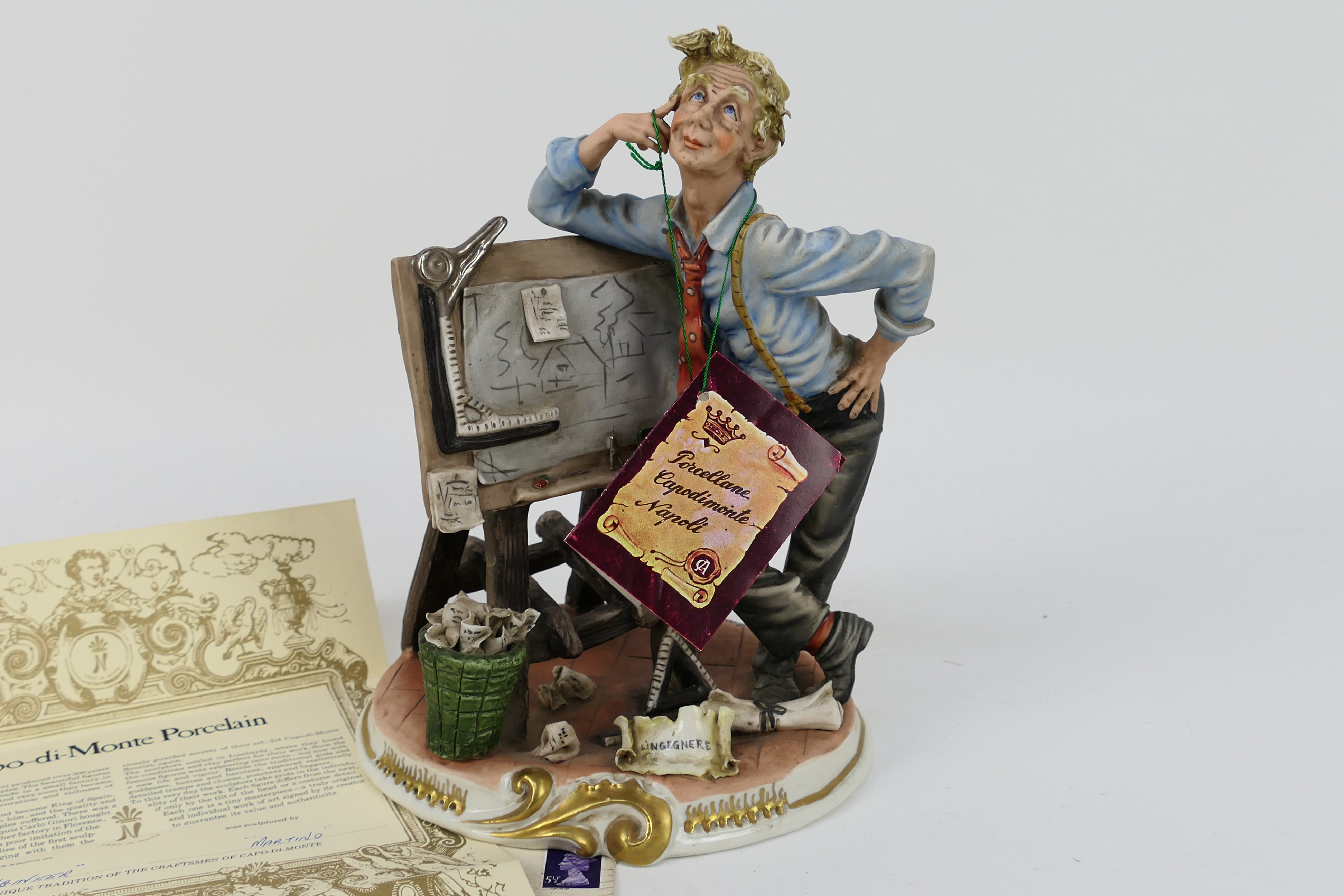 A Capodimonte figure entitled The Engineer, signed to the base Martino, with certificate, - Image 2 of 6