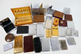 A collection of cigarette cases / boxes and similar, predominantly plated.