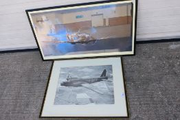 Two framed aviation related prints comprising one depicting a Wellington Mk II and the other