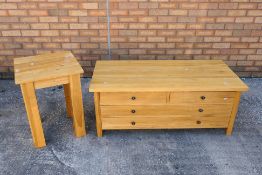 A low chest of two over two drawers,