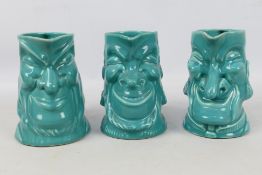Three Devonmoor Pottery Widecombe Fair character jugs comprising Old Uncle Tom Cobleigh,
