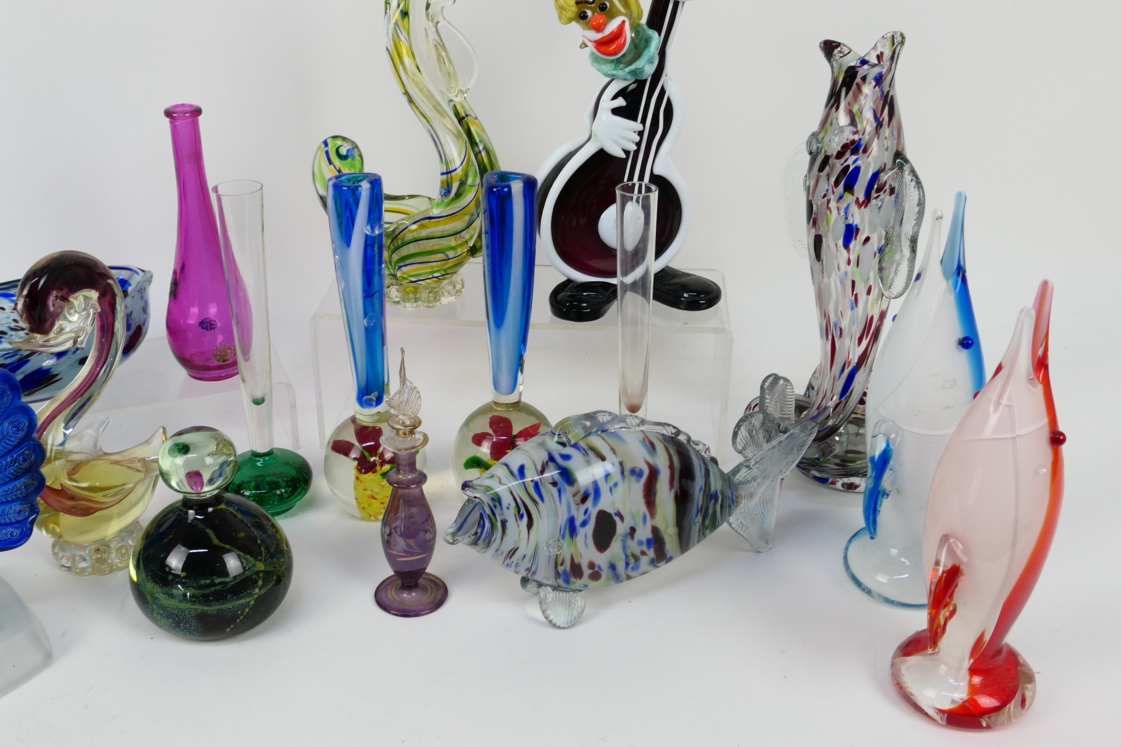 A collection of glass fish, clown, paperweights to include Mdina, - Image 3 of 5