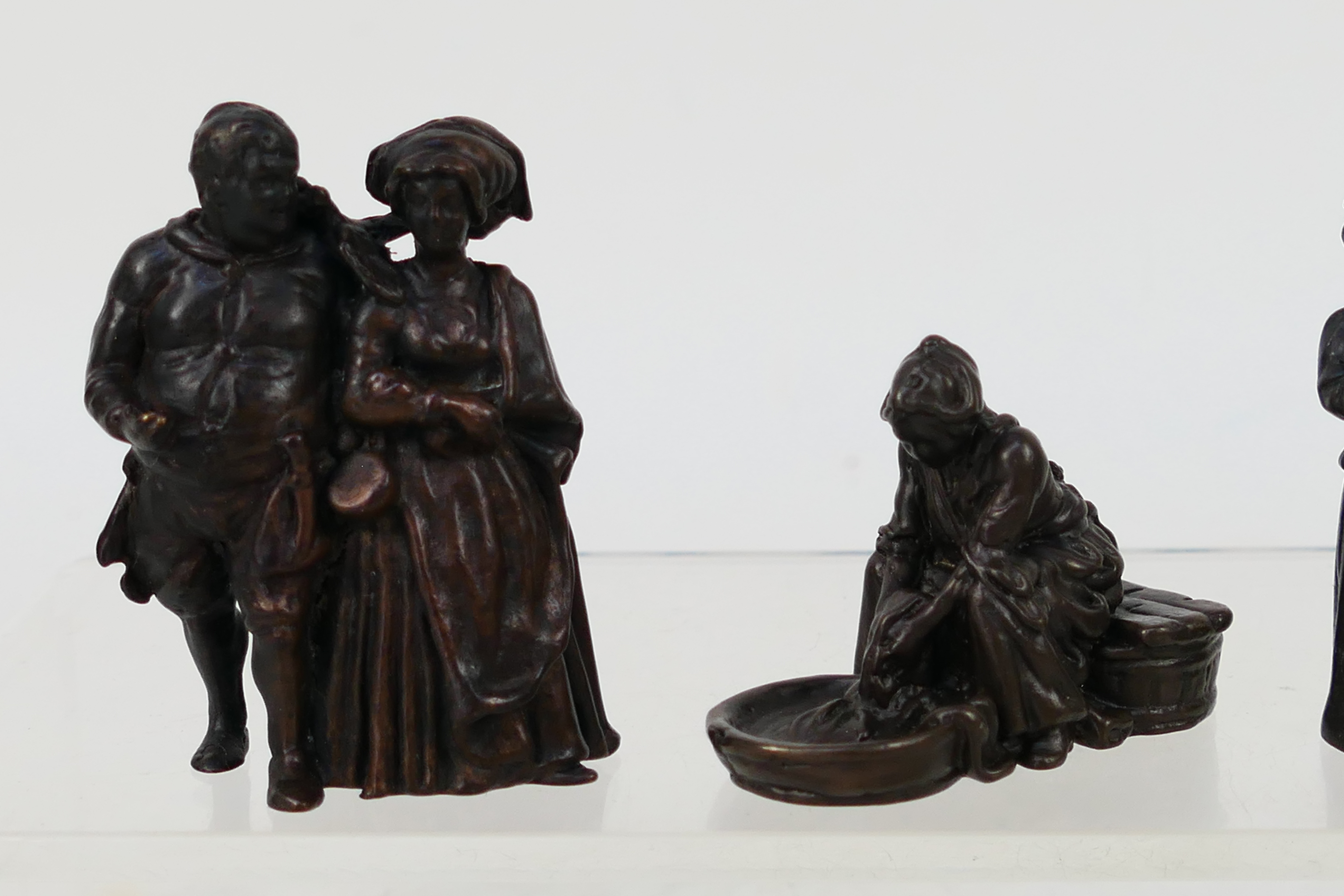 A collection of bronze figures to include Victorian style, servants, children and similar, - Image 2 of 5