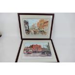 Two limited edition prints after D M Hanson, depicting Stockport street scenes, each numbered 4/525,